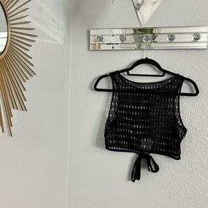 Black fishnet Cropped Cover up